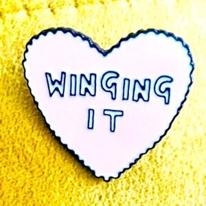 Winging It Heart Shaped Enamel Pin, NWT